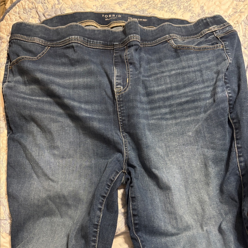 Torrid Dark Blue Straight Leg Super Sofy Lean Jeans